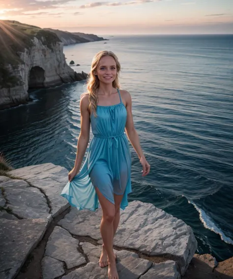 RAW, Nikon D6, 55mm f/1.4, full body glamour photograph of  a fit 25 year old woman, jp-SvetFit2-300, standing on cliff looking ...
