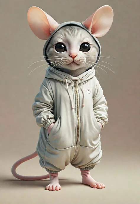 a close up of a cat wearing a hoodie and standing