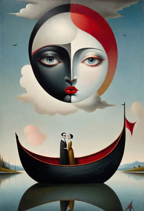 masterpiece.up portrait of diverse model couple with man bright white face, and women dark black face with red eyes looking stra...