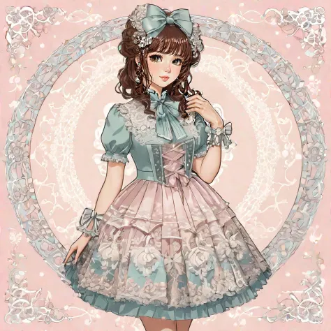 SweetHarajuku_LoRA, A *censored* fashionista with a whimsical, enigmatic gaze, wearing a high-tech *censored* outfit, turns her head to reveal an intricate lace collar. Rendered as a highly detailed digital illustration with a *censored*-inspired color palette, capturing the essence of renowned *censored* fashion designers' works. (full body shot), 