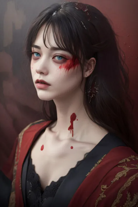 Ultra-realistic 8k CG, masterpiece, ((ultra-detailed background, delicate pattern, intricate details)), best quality, very detailed face, extremely detailed eyes and face, extremely detailed eyes, 1girl, female samurai, solo, robe<red>, [(red background:1.6)::0.5], full body, long hair, black hair, red eyes, red highlight, sharp eyes, (Splatted red paint:1.4), Knife light artifact, in profile, flame, thick smoke, river<lora:standingFullBodyWithBackgroundStyle_v10Offset:1> <lora:sunAndShadow_v10:0.4>, ((best quality)), ((masterpiece)), (detailed), (realistic),, magic landscape,elden ring, dark arts, the witcher,realistic photo,breath taking, sharp lense, professional photographie, 70mm lense, detail love, good quality, unreal engine 5, wallpaper, colerful, highly detailed, 8k, soft light, photo realistic, wide angle full body, 8k, Cinematography, photorealistic, epic composition Unreal Engine, Cinematic, Color Grading, Portrait Photography, Ultra-Wide Angle, Depth of Field, hyper detailed _SamDoesArt2_, photorealistic, realistic, photorealistic, best quality, super high resolution, beautiful, masterpiece, best quality, perfect lighting, best quality, super high resolution, photo realistic, super detailed, masterpiece, best quality,  <lora:darkRedVampire_v10:0.5> <lora:conceptBagsUnderEyes_v10:1.4>