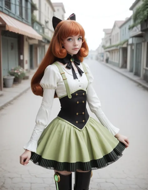 score_9, score_8_up, score_7_up, score_6_up, raw, realistic, 1girl, cute,   <lora:Penny Polendina (RWBY) - pony:0.95> Penny Polendina, long hair, neck ribbon, suspender skirt, corset, white blouse, long sleeves, mechanical legs, neon trim, black bow,  cowboy shot,  <lora:d3c4yXLP:0.95> d3c4y, vivid colors