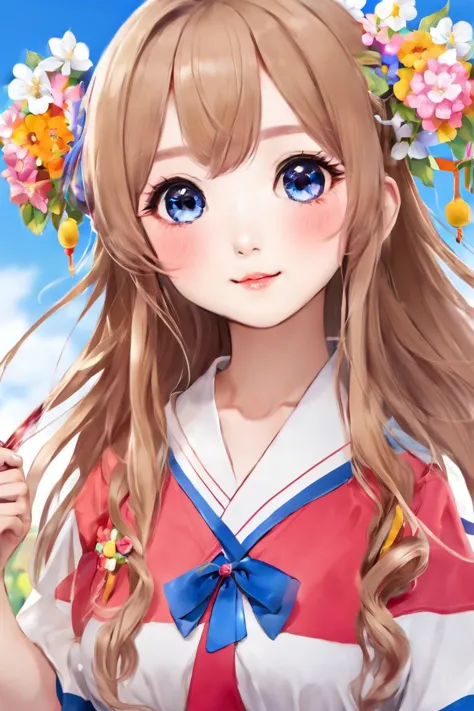 a girl with long hair and a flower in her hair