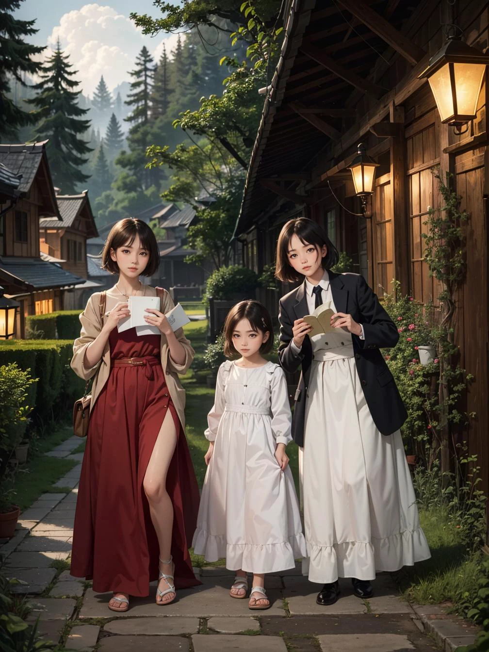 multiple girls, 3girls,books,short hair,smug
4K image, an elegant woman, hair braided like intertwining vine, eyes reflecting wisdom. She wears a dress made from woven leaves, standing in a mystical forest where animals converse and trees walk. The scene, under a moonlit night, in the style of Hayao Miyazaki's animation.
masterpiece, best quality, official art,