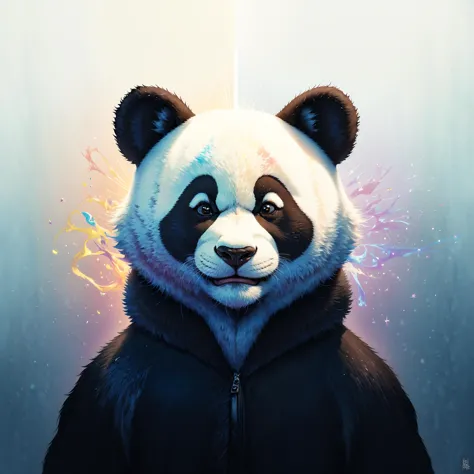 Digital Panda face, <lora:mocha style:1>, rainbow gradient