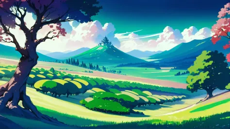 stylized anime digital painting, infinite Immortal Orchards