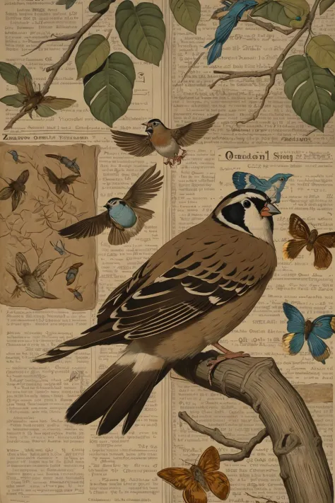 striking painting of a sparrow with detailed features relating to zoology science \(oil on canvas, paper print from a book\), classic painting, technicality, (dictionary_art:0.8), good composition <lora:1658150168111984718:0.9> <lora:dictionary_art:0.7>