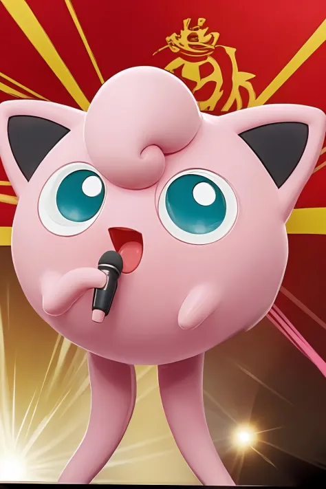 jigglypuff, singing eyes closed with a microphone <lora:Jigglypuff:0.9>
