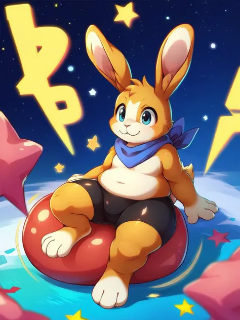 score_9, score_8_up, score_7_up, score_6_up, score_5_up, score_4_up, anime, art by dagasi, cute, 
feral, semi-anthro, rabbit, chubby, muscular, long ears, thick thighs, blue eyes, golden body, fluffy golden fur, white countershading, black bike shorts,
rating_questionable,
in a starry dreamscape, 
(balloon fetish, looner, sitting on a balloon, balloon sitting:1.2), 
(detailed balloon, one balloon, big balloon, sitpop:1.3), 
balloon fetish, sitting on a balloon, one balloon, featureless crotch, 
(tied balloon, overinflated balloon, tight balloon, necked balloon:1.4)
(sitpop, balloon pieces, popped balloon:1.2), 
foreshortening, depth of field, motion lines, 
emphasis lines, impact emanata, stars, 
anime, 
 <lora:sitpop-sdxl-lrev11-8-000076:0.9>