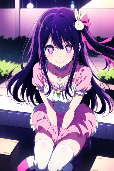 anime girl sitting on the ground with her hands on her knees