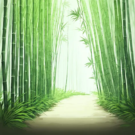 a cartoon illustration of a path through a bamboo forest