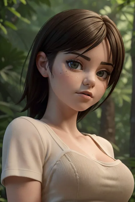 a photo of S070_KylieQuinn, a sexy woman, lost in (deep woods), wearing a (shirt:1.1) and pants, (8k, RAW photo, best quality, DOF, ultra high res:1.2), (absurdres, intricate, photorealistic, masterpiece, ultra-detailed, Unreal Engine:1.3)