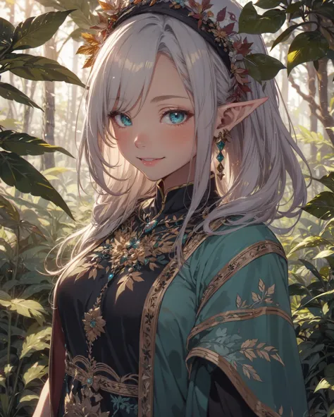 (grainy:1.4), masterpiece, (extremely detailed:1.2), evening, extremely detailed skin,
break
elf girl, walking through bushes, s...