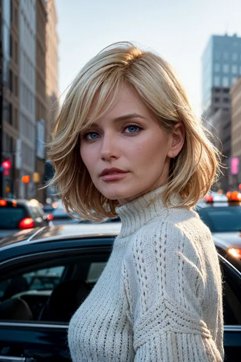 Ultra-HD-details, (lively-looks), face photo of mature blonde r4nd1, serious face, wearing high neck blouse, in a urban street in New York, taxi cab in the background, autumn, bokeh,
detailed skin texture, masterpiece, high quality, intricate details, wide angle, cinematic establishing shot, subsurface scattering, color grading, layered depth, parallax effect, soft focus foreground
<lora:r4nd1_16_8_4_1-step00001400:0.9>