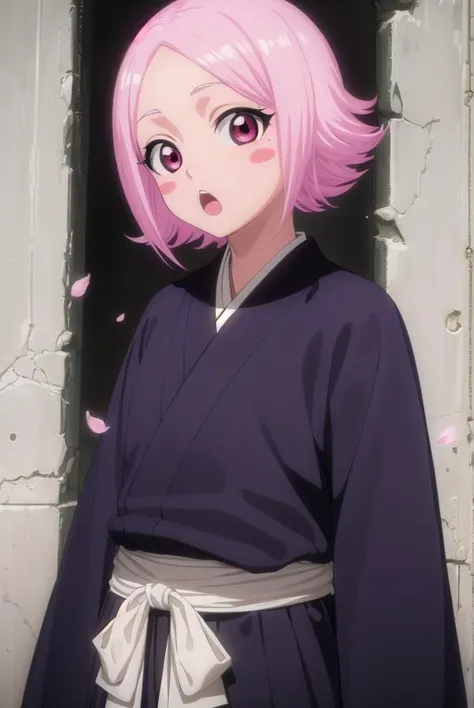 yachirukusajishi, <lora:yachirukusajishi-lora-nochekaiser:1>,
yachiru kusajishi, short hair, pink hair, (pink eyes:1.5), blush stickers, <lora:talkmouth_O_v100:1>, open mouth, forehead,
BREAK long sleeves, japanese clothes, hakama, black hakama,
BREAK outdoors,
BREAK looking at viewer, (cowboy shot:1.5),
BREAK <lyco:GoodHands-beta2:1>, (masterpiece:1.2), best quality, high resolution, unity 8k wallpaper, (illustration:0.8), (beautiful detailed eyes:1.6), extremely detailed face, perfect lighting, extremely detailed CG, (perfect hands, perfect anatomy),