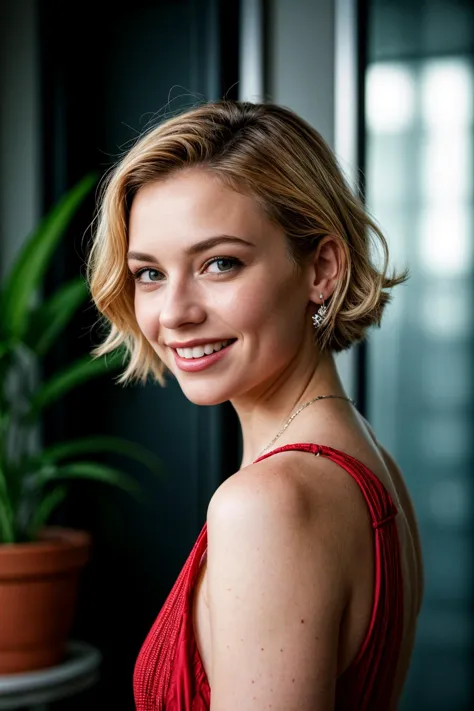 analog film photo of a beautiful smiling blonde woman posing for masterpiece photo in a red dress standing in front of a door with a potted plant in the foreground, (1930s ambience:1.2), (blonde hair), (30s hairstyle), (big smile), (professional photo shooting), (high buget photo), (extremely detailed skin), (flawless skin), (model pose),
BREAK
((busy office)),
BREAK
masterpiece, best quality, ultra-detailed, ultra high res, (photorealistic:1.4), raw photo, (realistic:0.2), 8k HDR, 1girl, bokeh, f1.4, 40mm, photorealistic, raw, 8k, textured skin, skin pores, intricate details, 
BREAK
<lora:PAseer-SD15-LCM Quick:1> <lora:add_detail:0.8> . faded film, desaturated, 35mm photo, grainy, vignette, vintage, Kodachrome, Lomography, stained, highly detailed, found footage