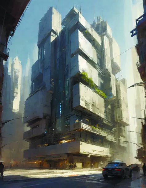complex sketch concept futuristic building facade,sketch for a society war rutkowski jeremy mann future city,science fiction <lo...