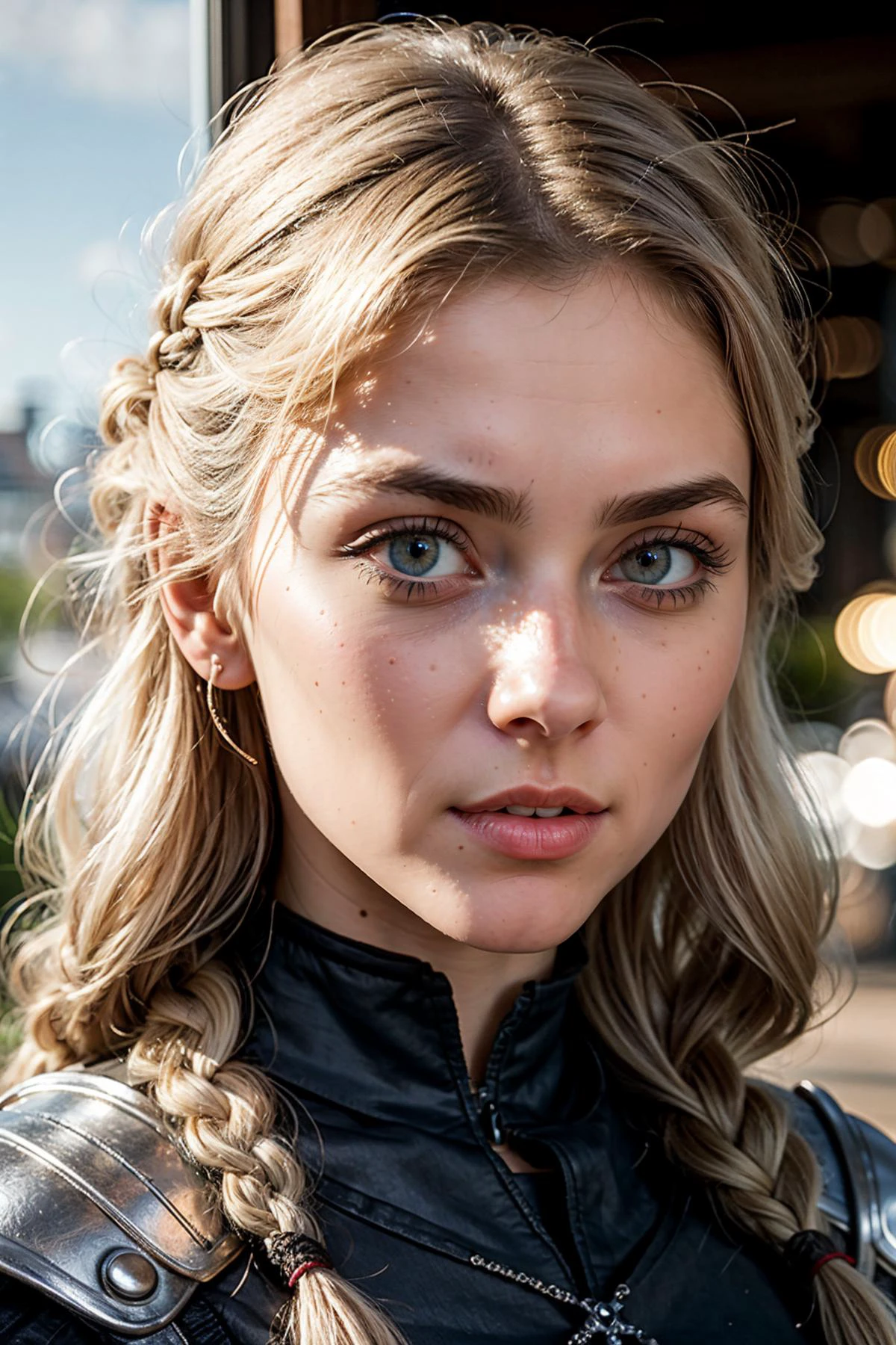 best quality, masterpiece, (photorealistic:1.25), close_up portrait photo of young norwegian girl as valkyrie, (highly detailed face), (very_big_eyes:1.2), (beautifully detailed eyes), reflecting eyes, cheekbones, white_hair, plump lips, french_braid mohawk, norse mythology, sharp details, (high detail skin), skin pores, intricate_details, 8K, hdr, professional studio photography, 