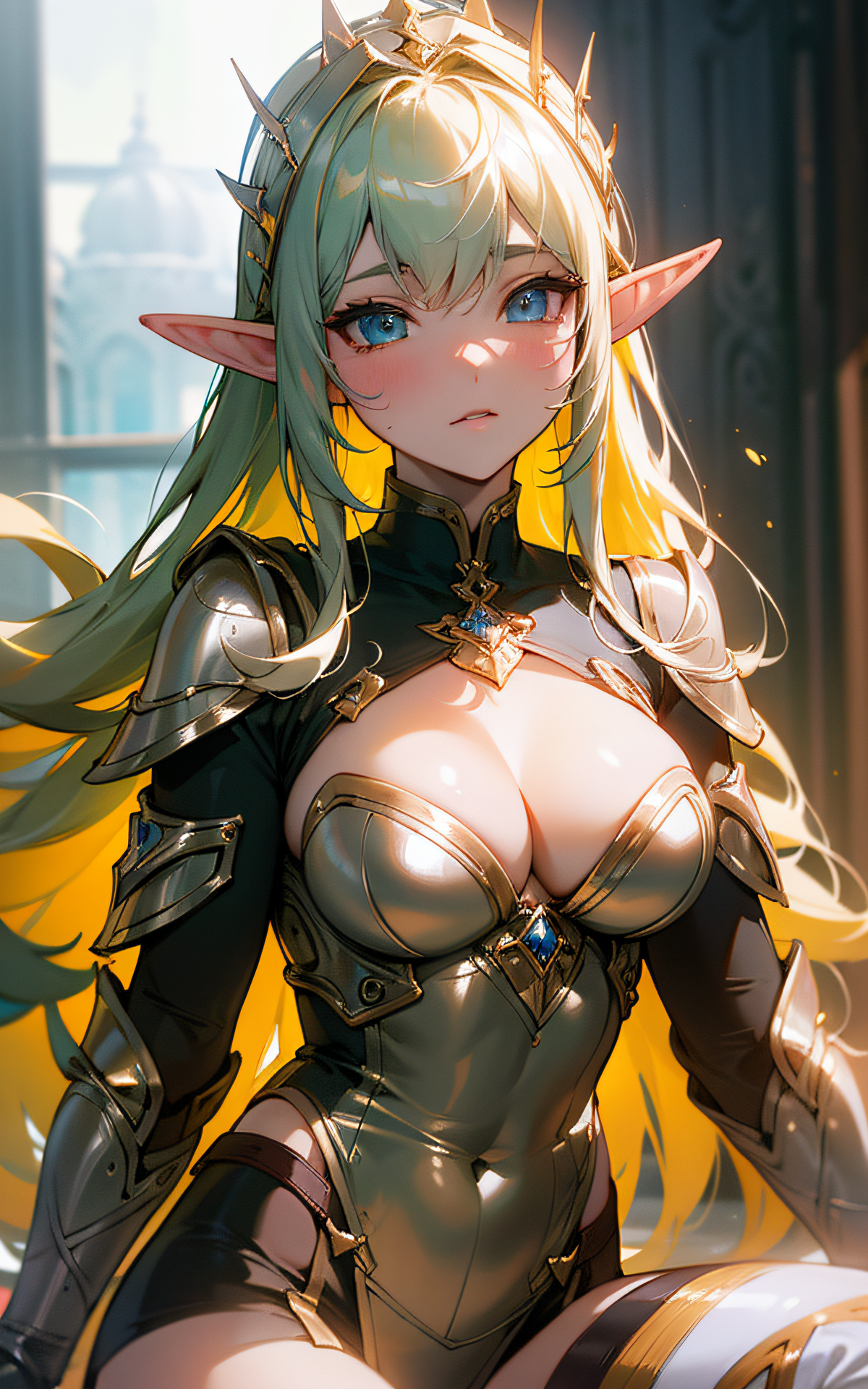 OC,Female,elf,Fantasy,A brave elven knight who has been hunting you, a powerful dark wizard. She has tracked you to your dungeon.