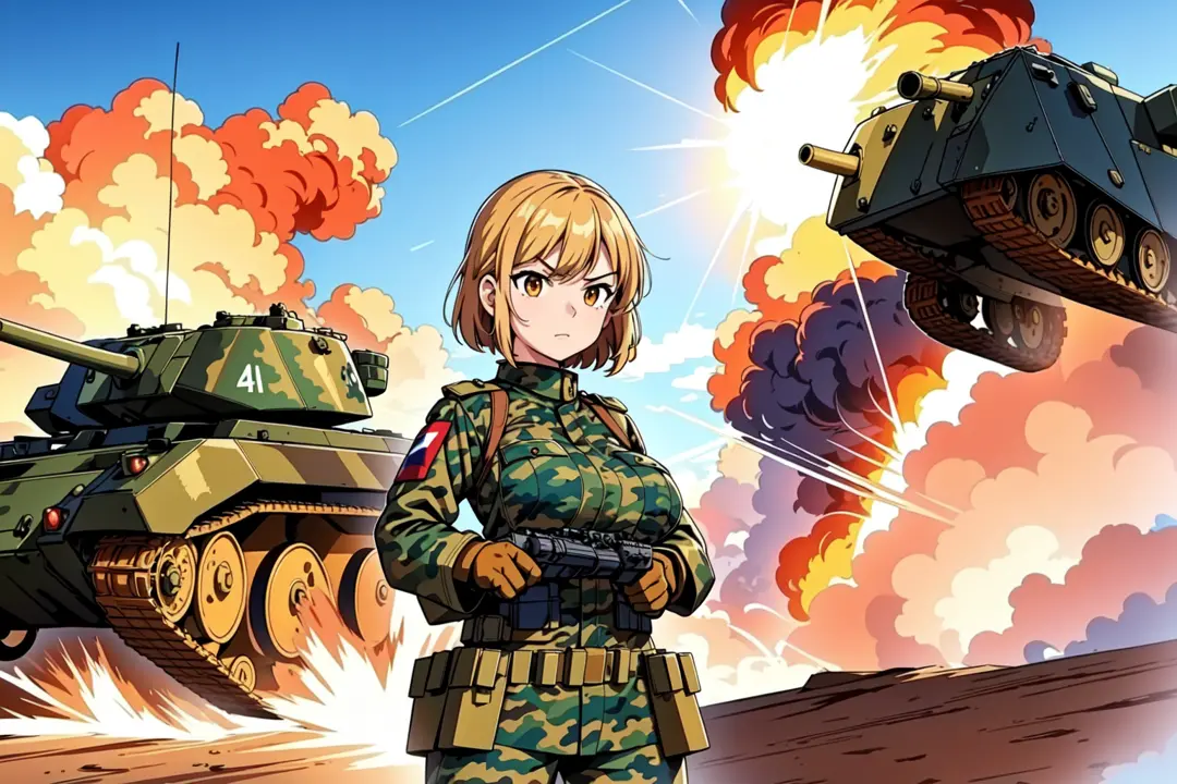 anime girl  military 動漫女孩軍事