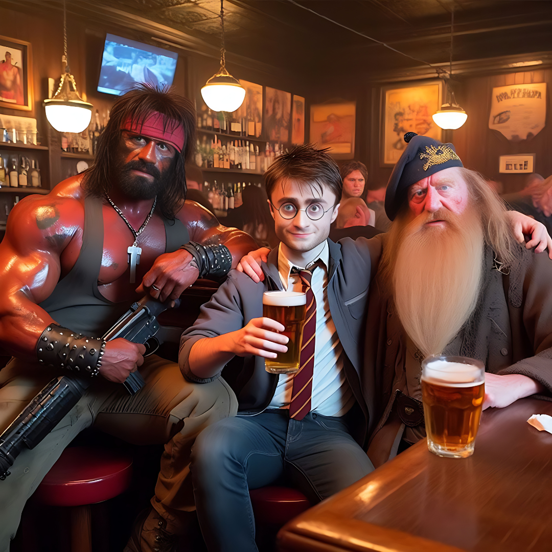 Harry Potter along with Rambo and Dumbledore