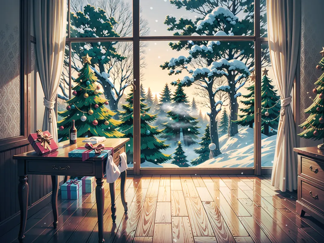 Christmas Interior Open Window