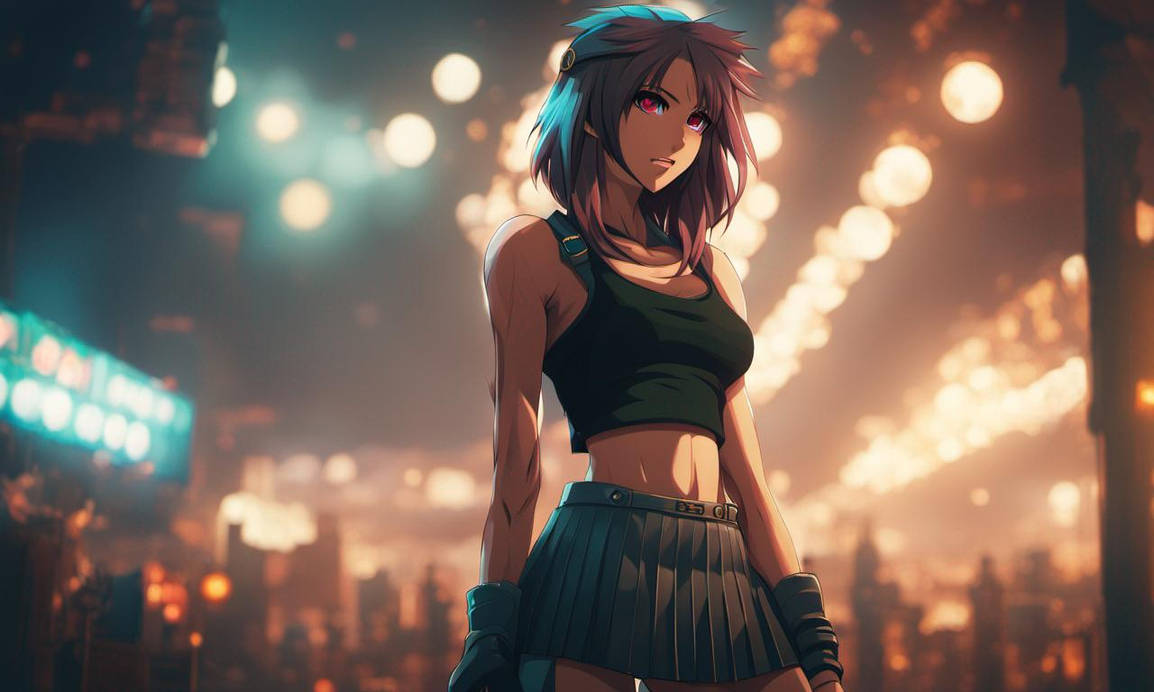 Anime girl in the city