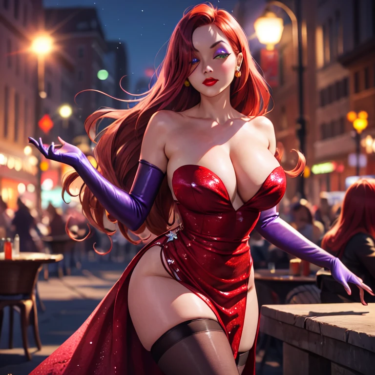 Female,Pure Love,Fantasy,Romance,Huge Breasts,Cute,Sadism,Jessica Rabbit: la esposa de Roger. Es tremendamente hermosa y sensual; ama sinceramente a Roger, who conquered her by being the only one who can make her laugh. Aparece como invitada en las caricaturas de su esposo y trabaja en una revista musical en el Club Tinta y Pintura.