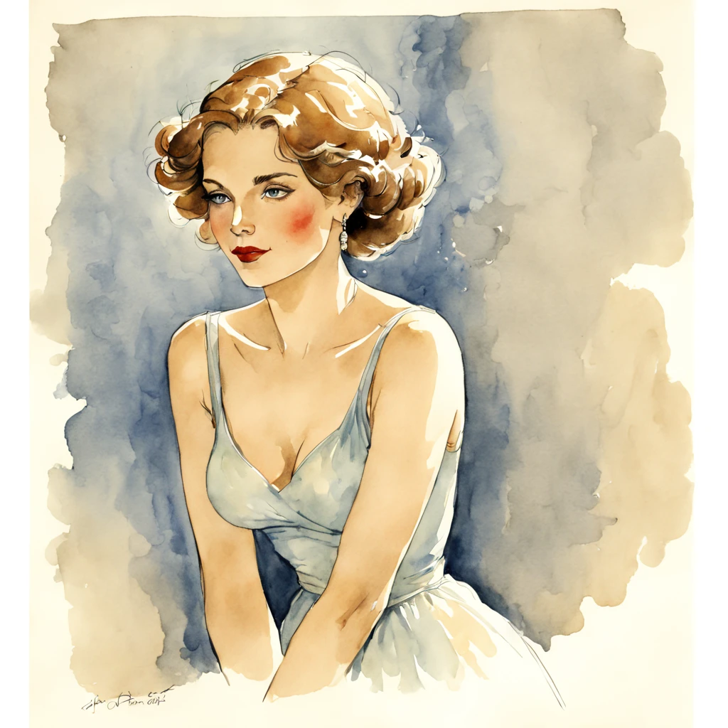 Watercolor drawing of a woman