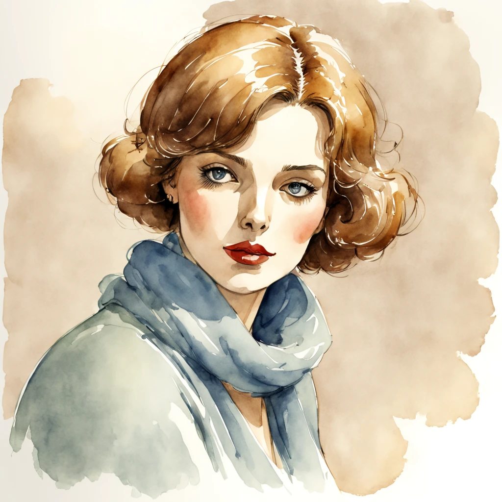 Watercolor drawing of a woman