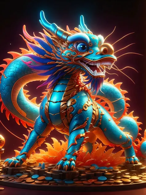 3d cute chinese dragon element style XL - 3d 可爱中国龙元素风格 XL