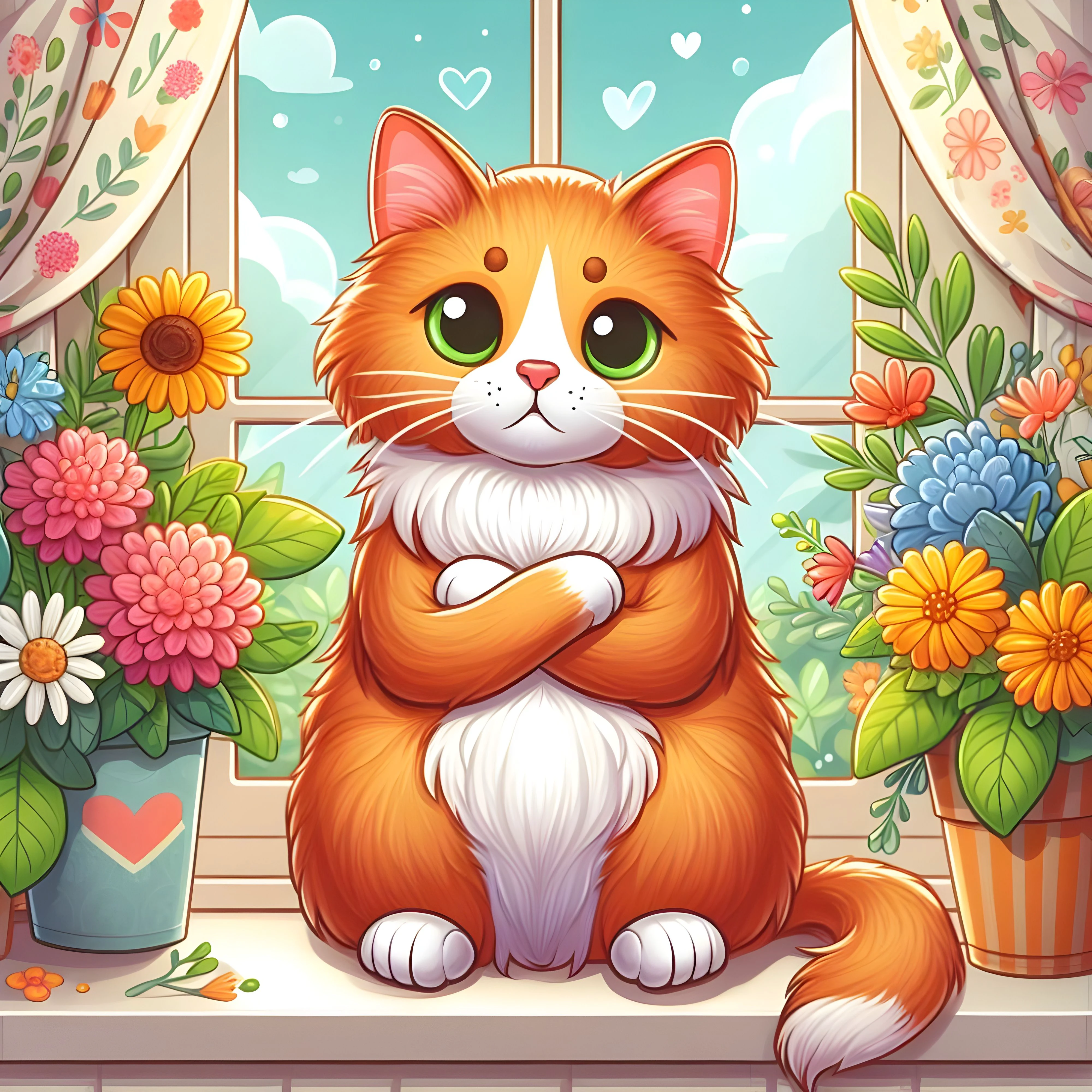 cute beautiful cartoon cat 