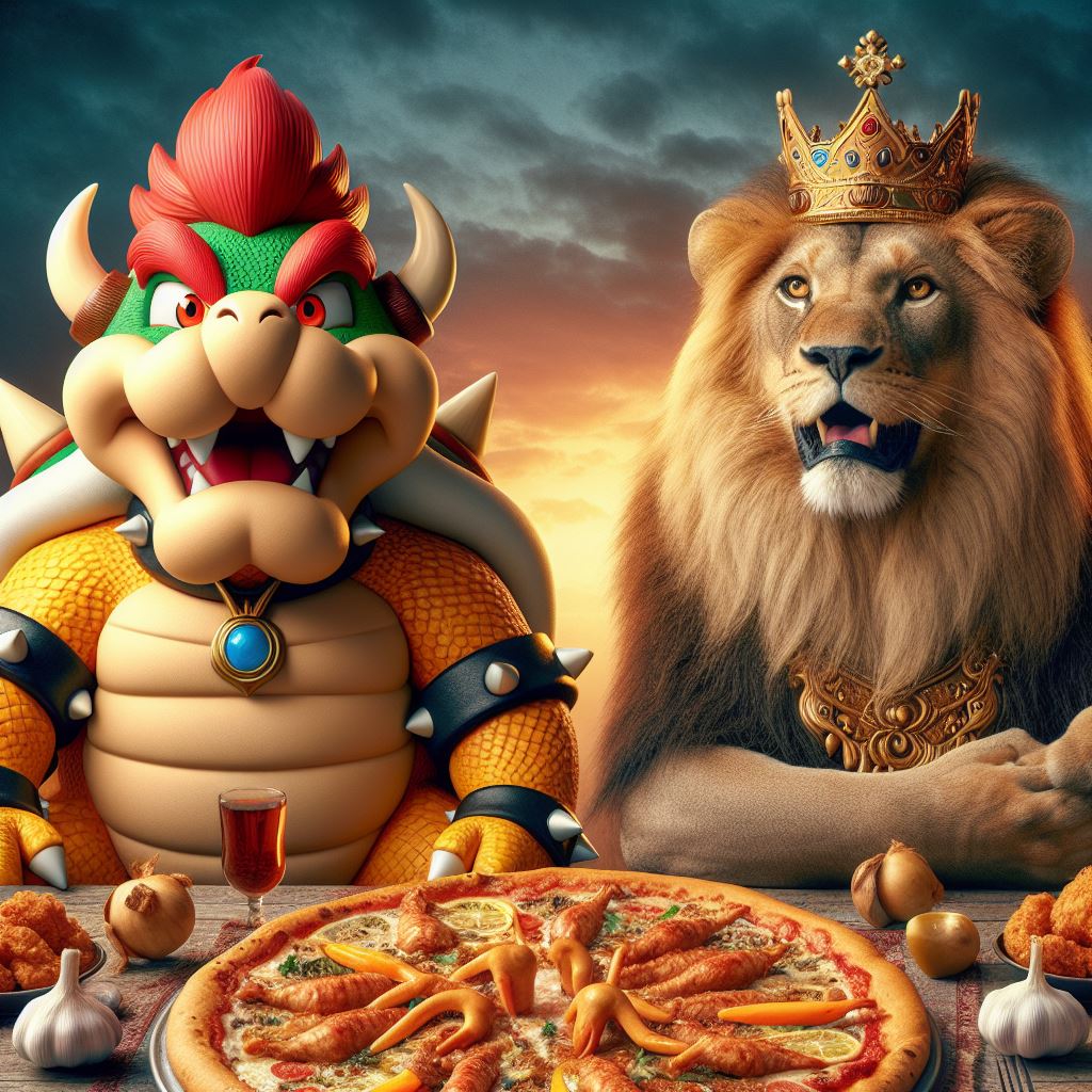 Bowser And Lion Pizza Chicken