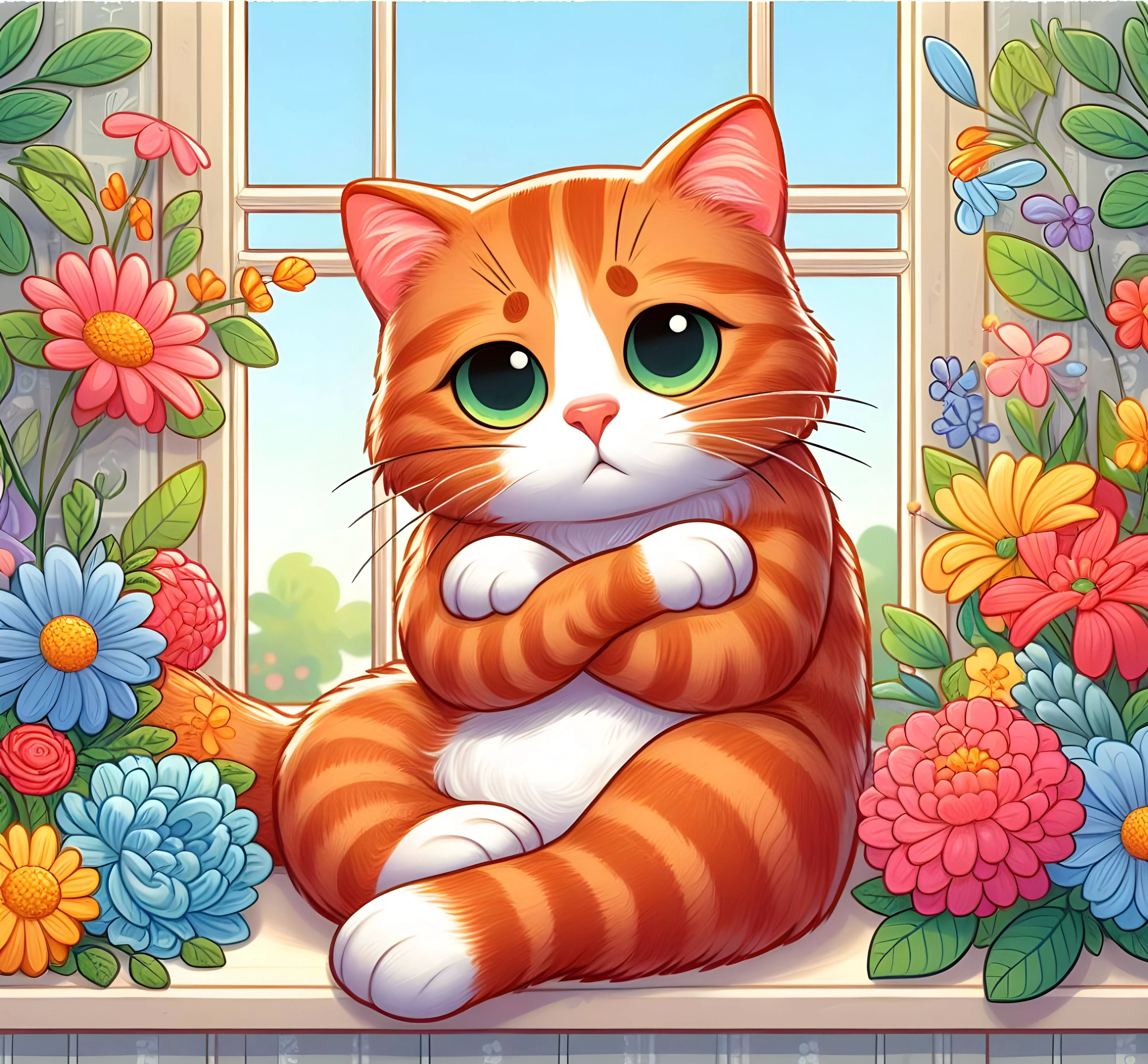 cute beautiful cartoon cat 