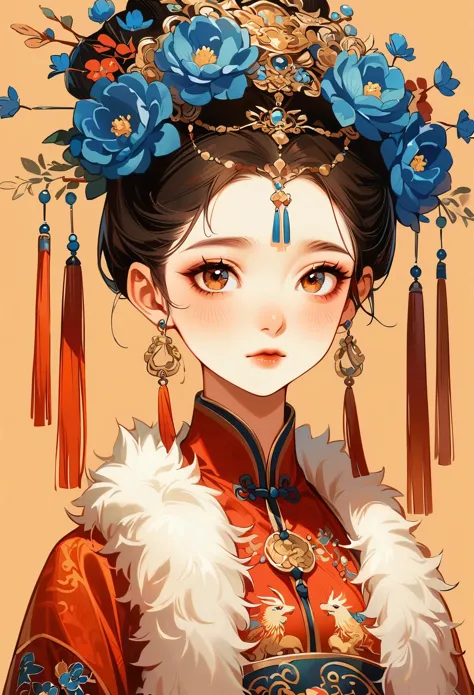 宫 格格吉祥 手绘风格 Lucky princess of China Illustration style