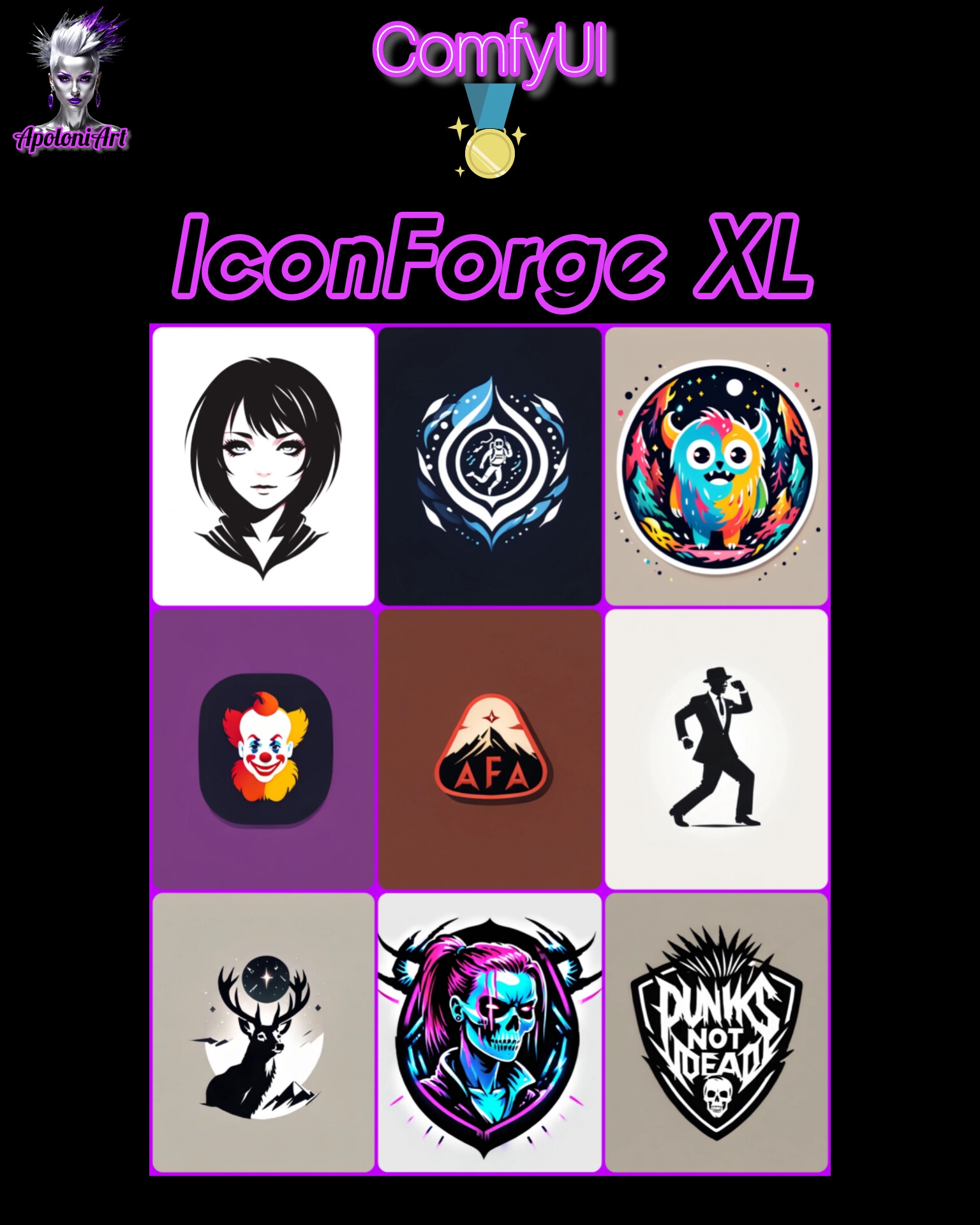 🎨IconForge XL🌠<br>Cool app for creating your desired logos & avatars.... simple, to the point & descriptive is best when it comes to prompting, 500 word essay prompts are a complete nonsense.<br>Just plug in your required size, number of images, and press play. All the rest is taken care of!<br>🌟Cost 6-10 credits per Image🌟<br><br>Have fun, share your cool creations, and don't forget to give me a 5*💖 rating<br><br>Love & Digital Kisses<br>Apolonia💋<br><br>👉Please check out my other fun, unique ComfyUI tools:<br><br>SoulMerger XL: https://www.seaart.ai/workFlowAppDetail/co62pp5e878c73d8659g<br>AniVamp: <br>https://www.seaart.ai/workFlowAppDetail/co8m24le878c738g5q90<br>CaricatureSelf XL: https://www.seaart.ai/workFlowAppDetail/co6q9u5e878c73dmii5g <br>MixM4aster: <br>https://www.seaart.ai/workFlowAppDetail/co9vch5e878c73b2c700<br>Teleporter XL (beta testing): https://www.seaart.ai/workFlowAppDetail/co82c1le878c73einke0<br><br>🌟⚠ LEGAL ⚠🌟<br>*** You are solely responsible and liable for the content you generate when using my 'IconForge XL' ComfyUI tool***<br><br>This resource can reproduce the likeness of a real person. Out of respect for those individuals, and in accordance with the SeaArt Content Rules, only work-safe images and non-commercial use is permitted.<br><br>DON'T BE A TOOL..... RESPECT THE RULES!