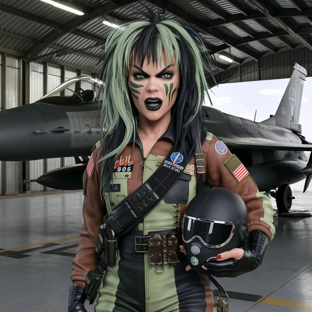 Aggressive Fighter Plane  girl