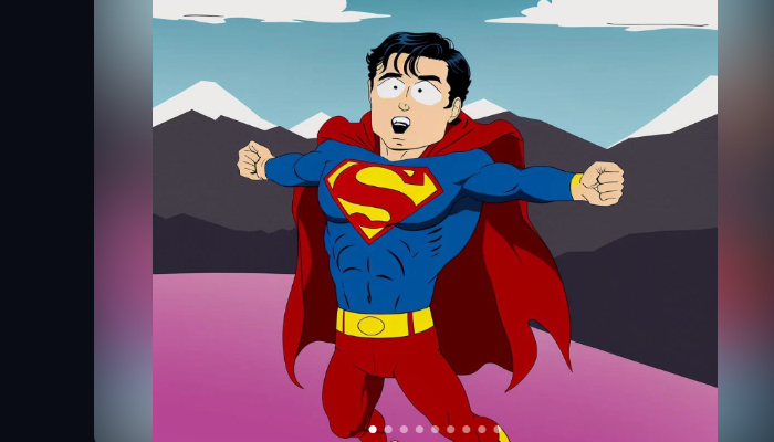 SeaArt AI-generated cartoon superman in south park style