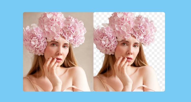 remove the background of an image of a woman wearing flowers