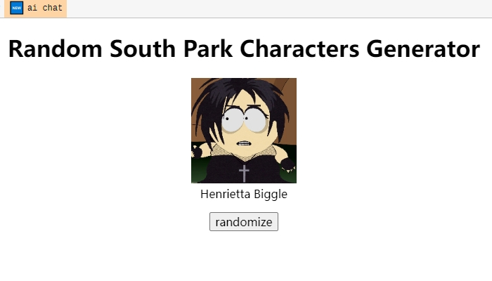 Perchance random south park characters generator