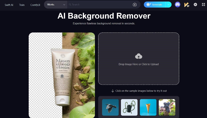 SeaArt's AI background remover interface