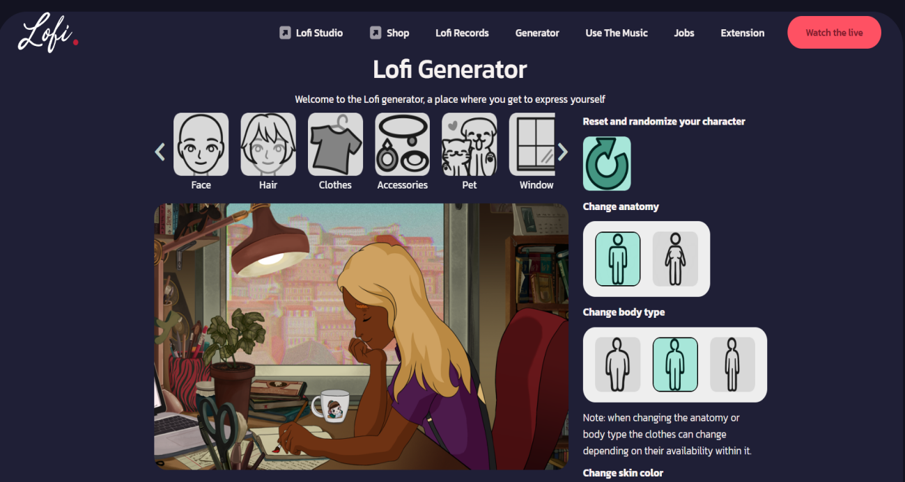 Lofi girl generator interface