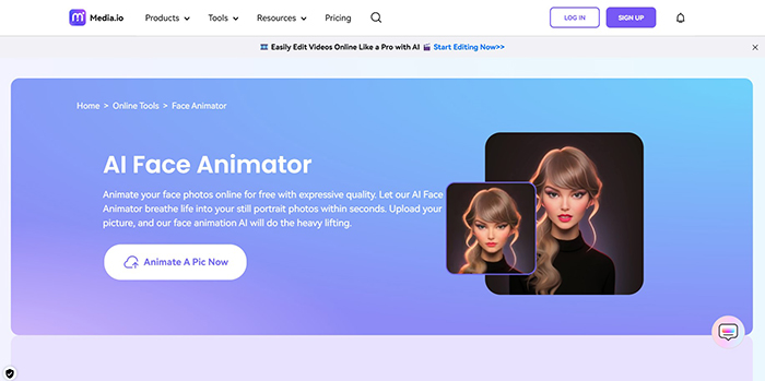 Media.io AI Animador facial