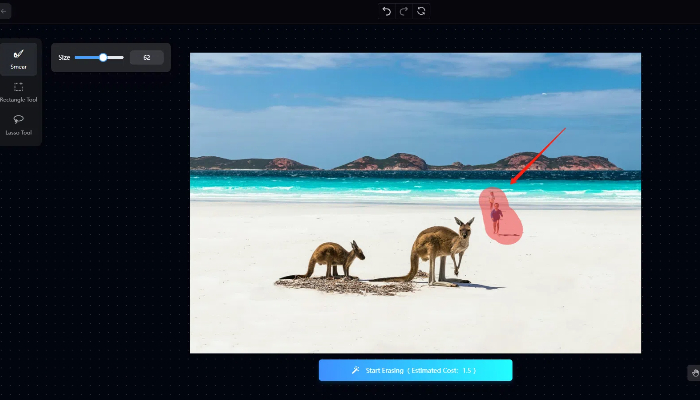 draw over  the unwanted people in the photo with SeaArt's AI eraser tool