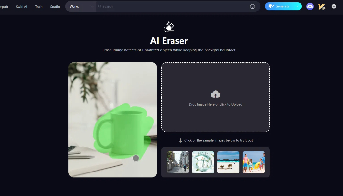 SeaArt's AI eraser tool