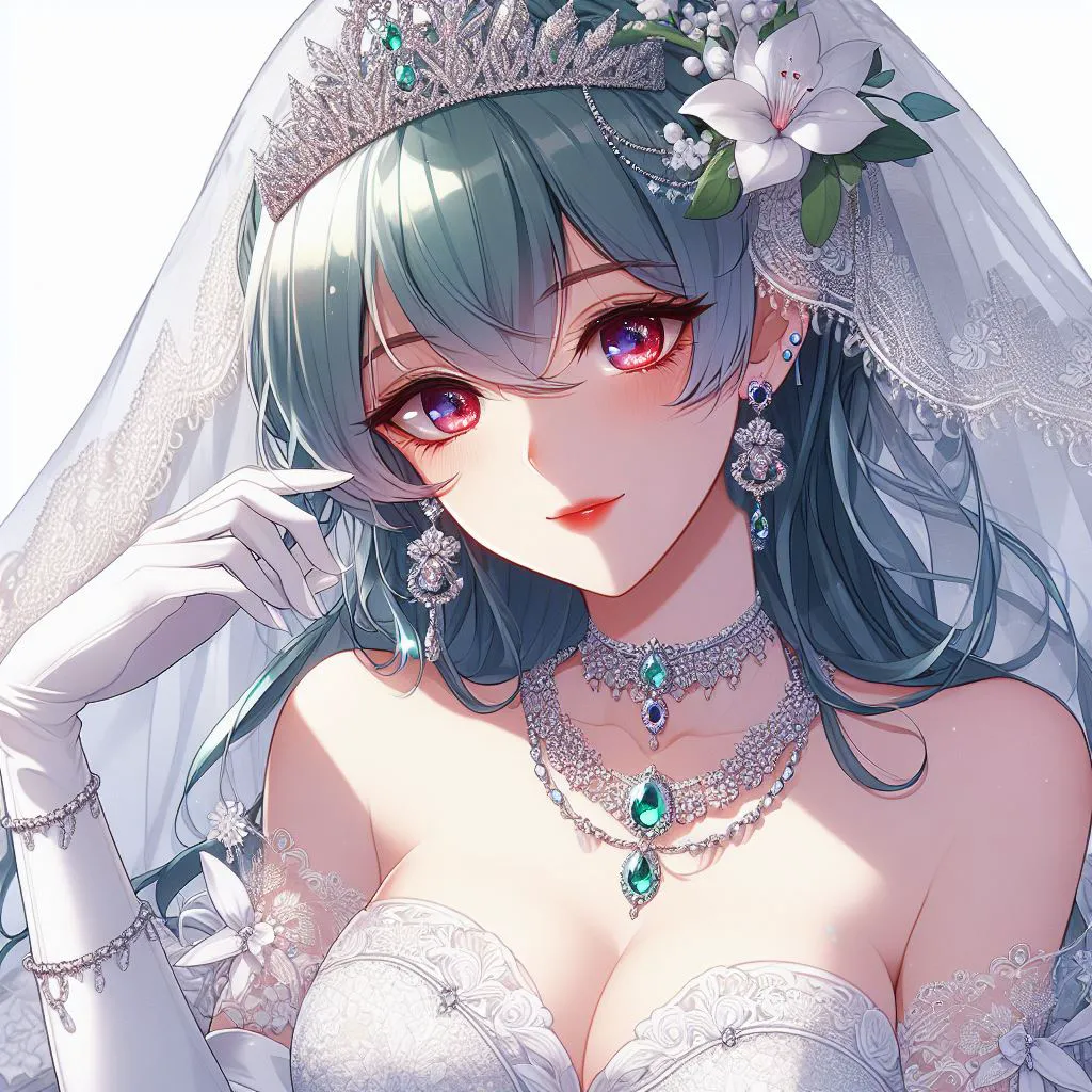 Cute Blue Hair Anime Bride