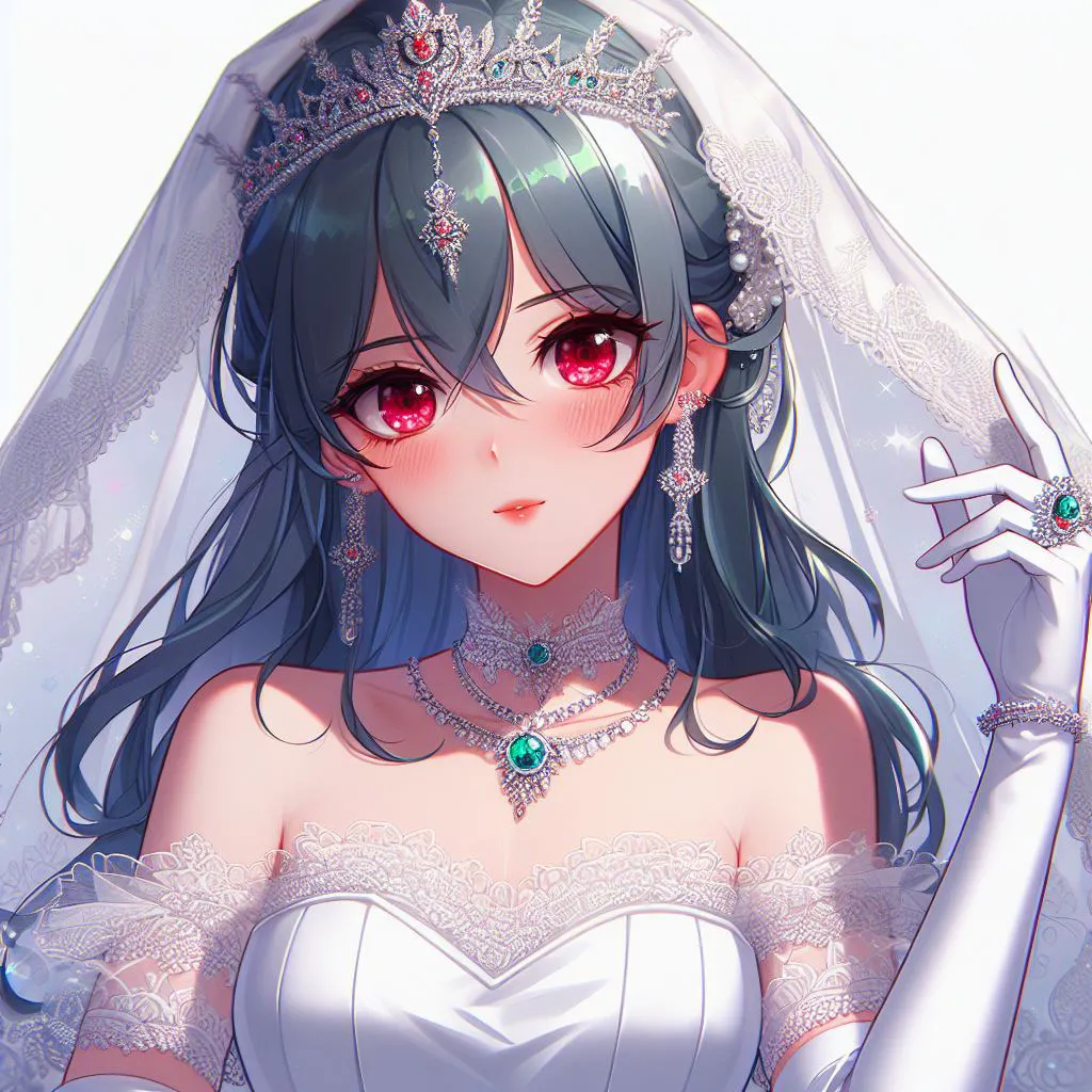 Cute Blue Hair Anime Bride