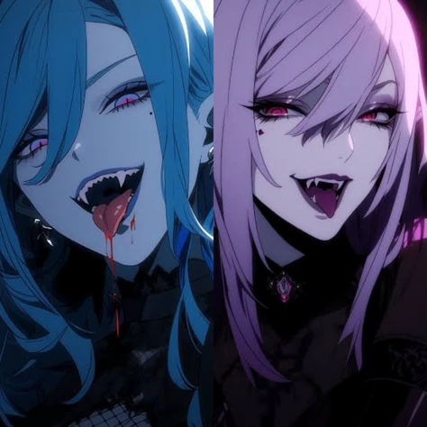 Azure (blue-haired sister), Rosalie (pink-haired sister)