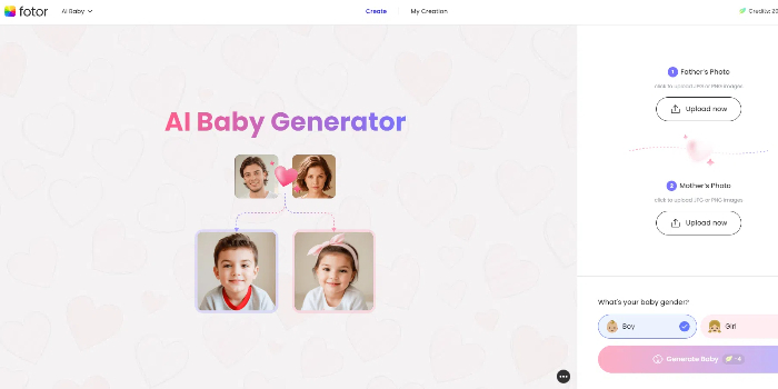 Fotor's AI baby generator