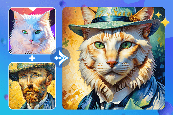 Combinez l'image du chat et le tableau de Van Gogh en une nouvelle image grâce à l'IA
